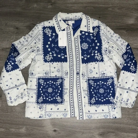 Caroline Constas Navy and Cream Patterned Jacket